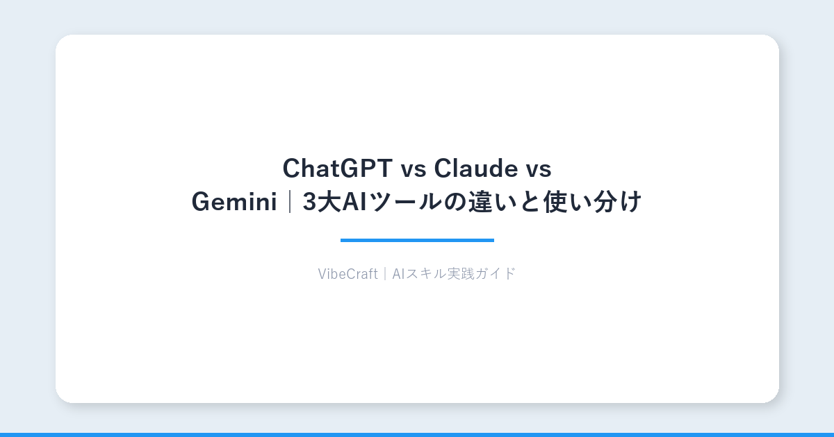 【比較】ChatGPT vs Claude vs Gemini｜3大AIツールの違いと使い分け